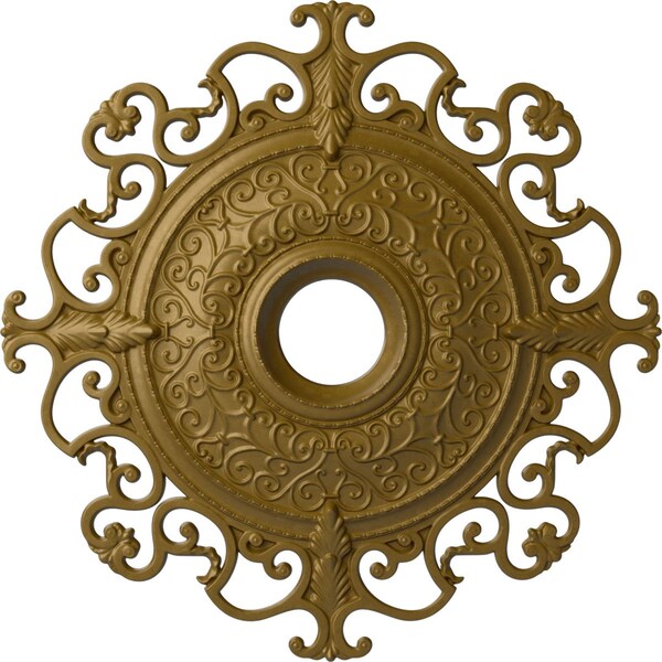 Ekena Millwork Orleans Ceiling Medallion (Fits Canopies up to 8 1/4"), 38 3/8"OD x 6 5/8"ID x 2 7/8"P, Gold CM38OLGLS - main